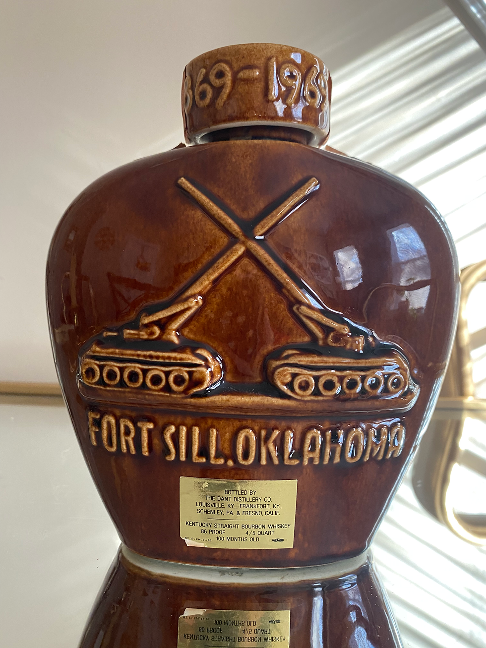 J.W. Dant Whiskey Decanter- Fort Sill 1969