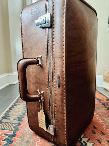 1960s Featherlite Vintage Leather Sears Suitcase lucid ladybug