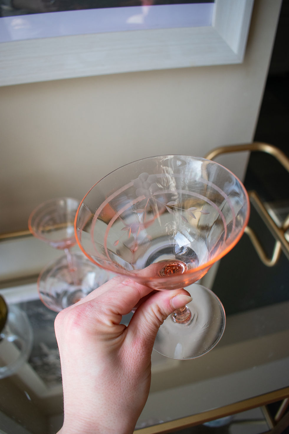 Thumbnail: Vintage Pink Great Depression Glass Champagne Coupes