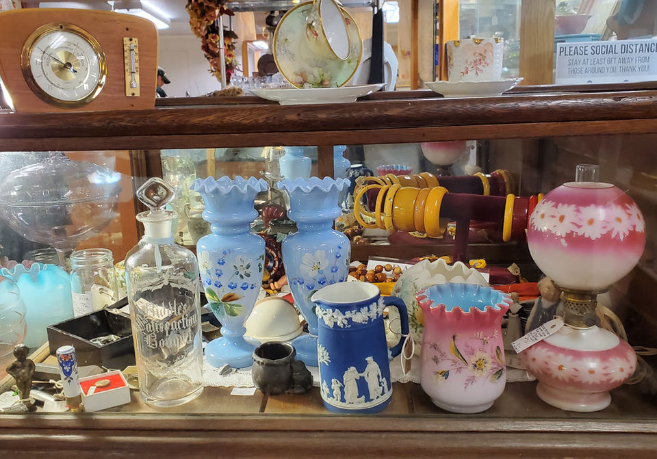 Blue ruffle trim vases and other lovely glass