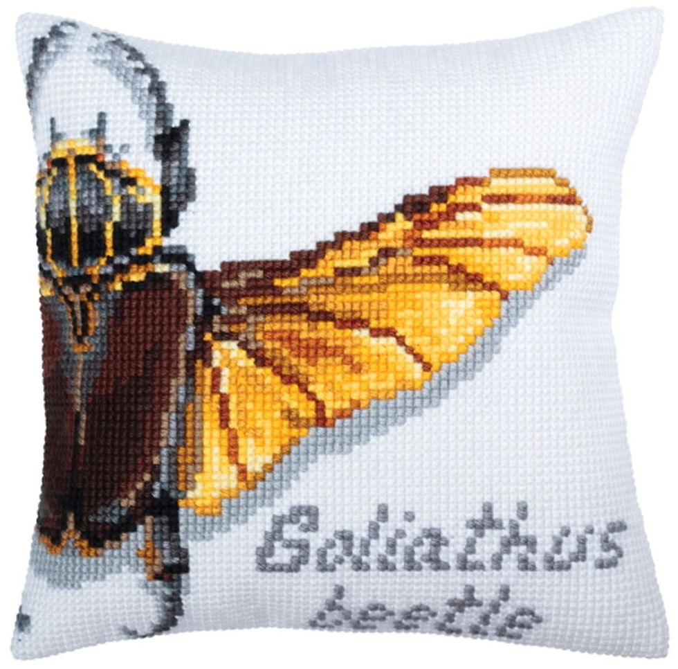 Cushion cross stitch printed kit needlepoint Beetle 5362