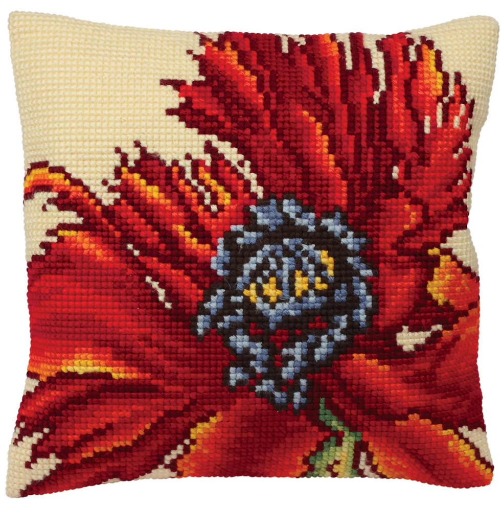 Cushion cross stitch printed kit needlepoint Poppy 5167 Collection D'Art