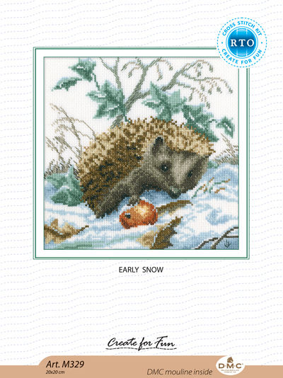 RTO counted cross stitch kit Hedgehog winter snow M329, DMC, Zweigart