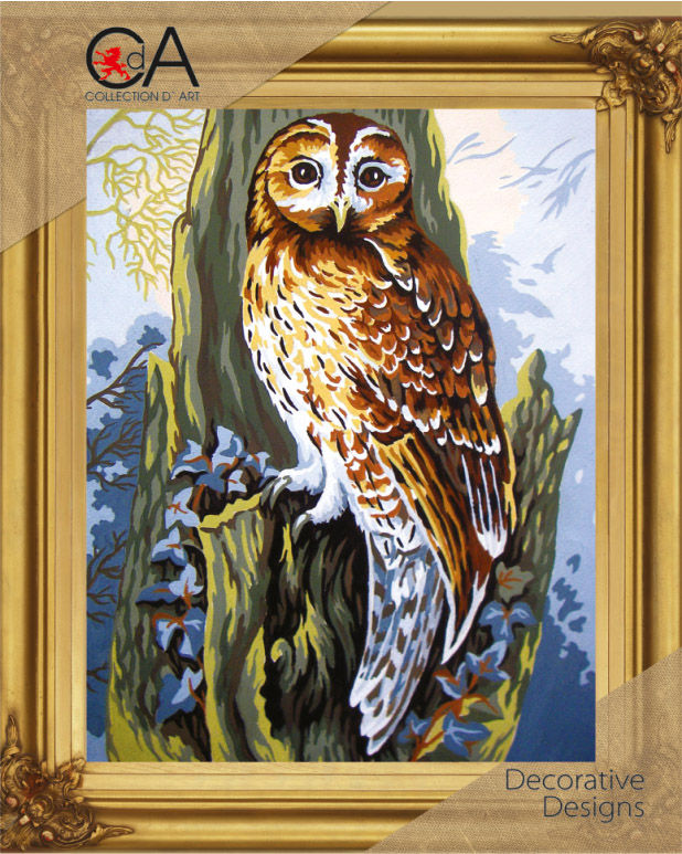 Tapestry printed kit needlepoint, 30x40 cm (12"x16") Owl 6252K