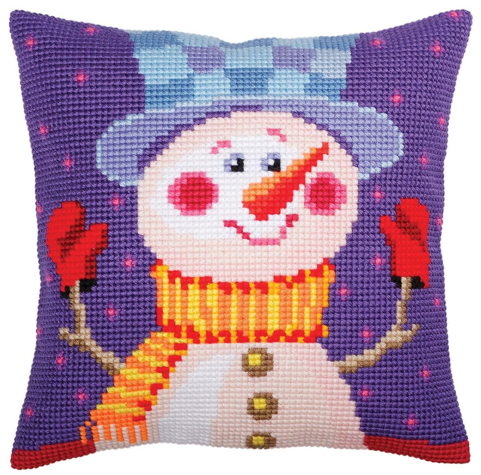 Cushion cross stitch printed kit needlepoint Christmas snowman 5389