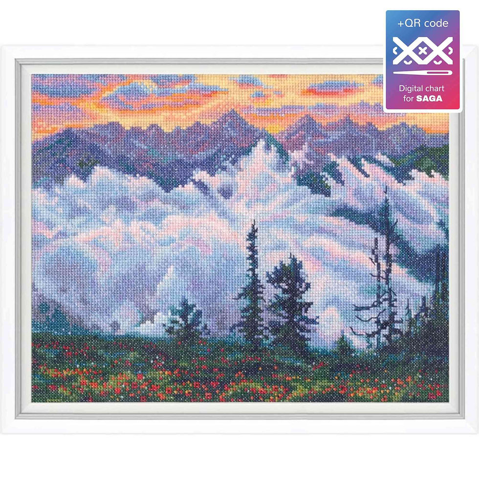 RTO counted cross stitch kit Fog mountains sunset M1018 Forest landscape