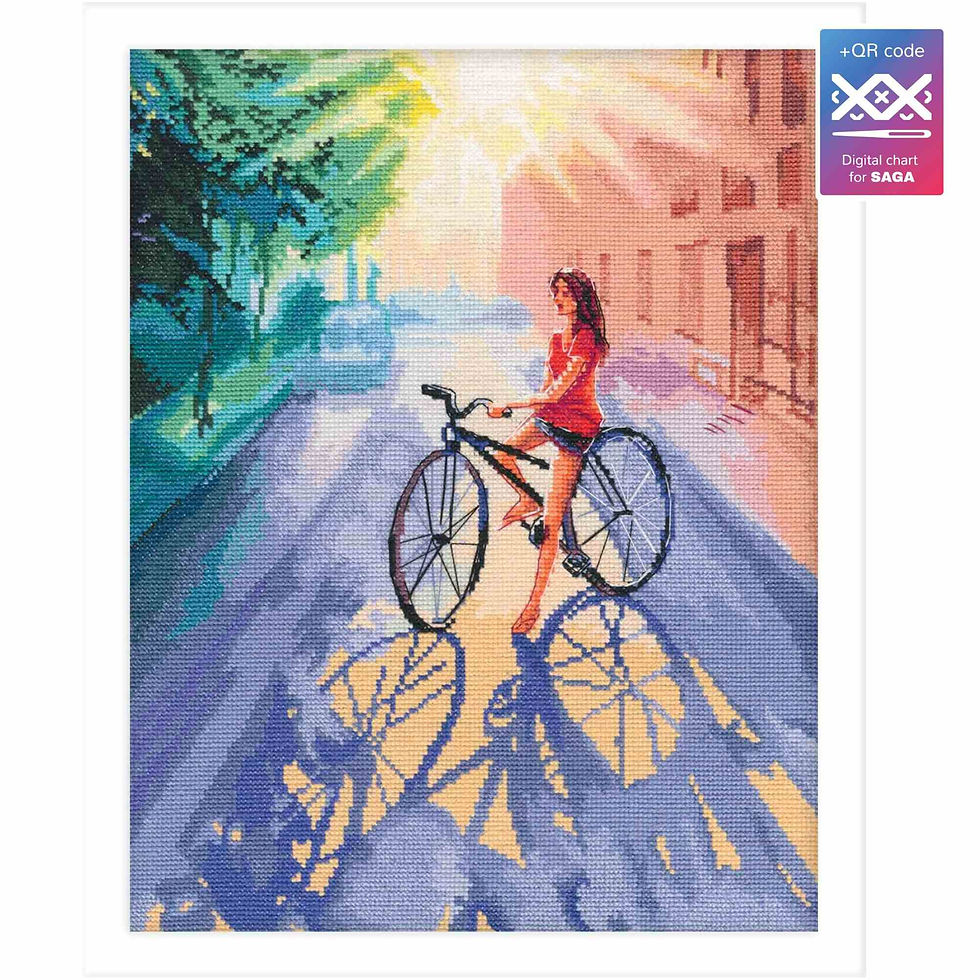 RTO counted cross stitch kit Girl on bike M890, DMC, Zweigart
