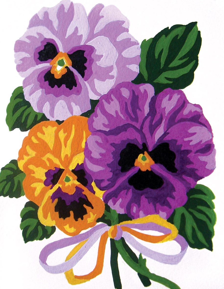 Thumbnail: Tapestry printed kit needlepoint, 20x25 cm (8"x10")  Pansies 3287K