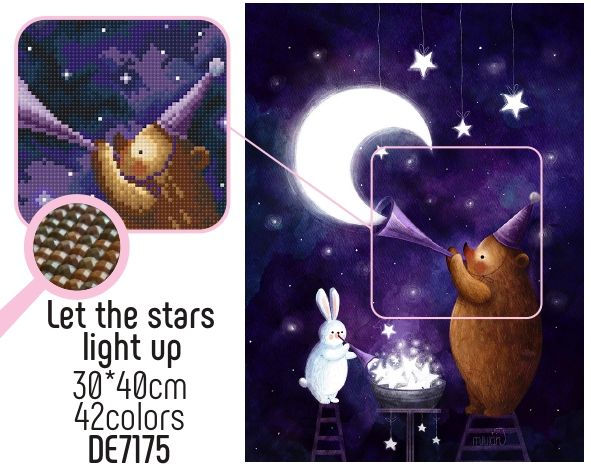 Thumbnail: Diamond Embroidery Painting kit full coverage, square sparkles   Magic bear DE7175