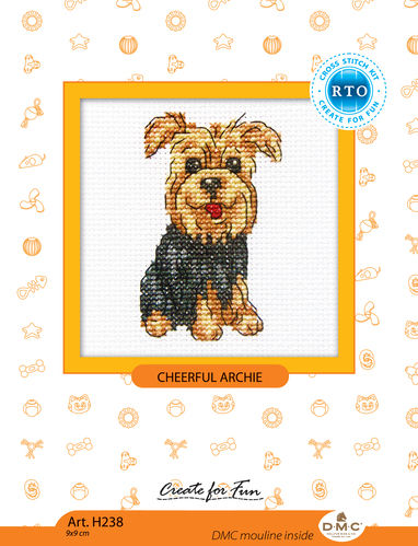 RTO Counted cross stitch kit Cheerful doggy H238, DMC, Zweigart