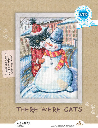 RTO counted cross-stitch kit Cat snowman M915, DMC, Zweigart