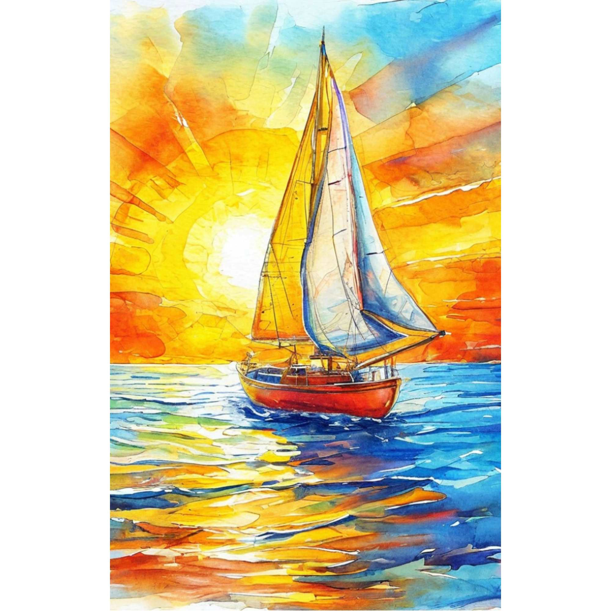 Diamond Embroidery Painting kit square sparkles Sail at sunset DE7186