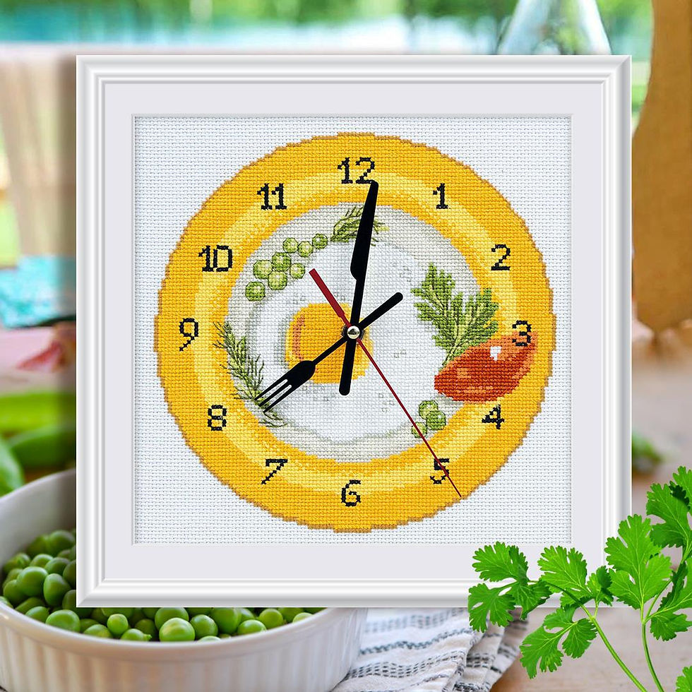 Thumbnail: RTO counted cross stitch kit clock (contains clockwork)  Breakfast M40009, DMC, Zweigart