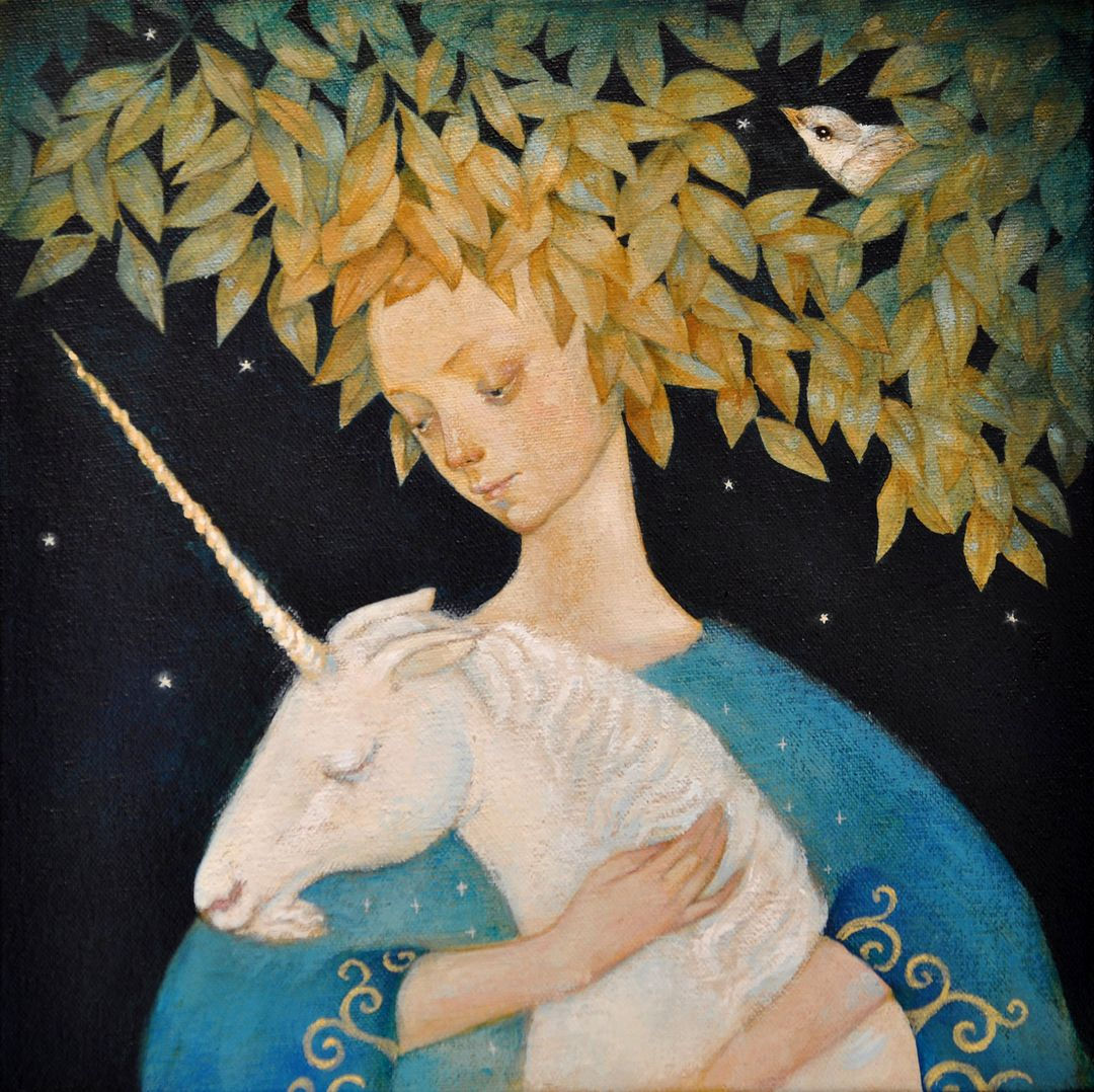 Diamond Embroidery Painting kit full coverage, square sparkles  Lady and unicorn DE7151