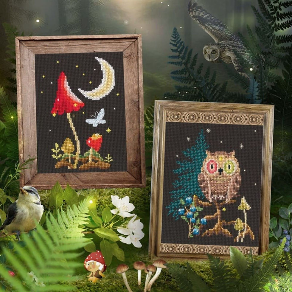Thumbnail: RTO counted cross stitch kit   Night forest owl C436