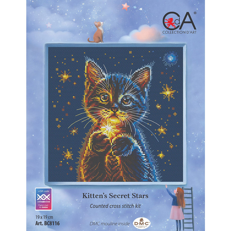 Collection D’Art counted cross stitch kit Cat Holding the Star