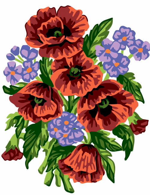 Thumbnail: Tapestry printed kit needlepoint, 20x25 cm (8"x10")  Poppies 3043K