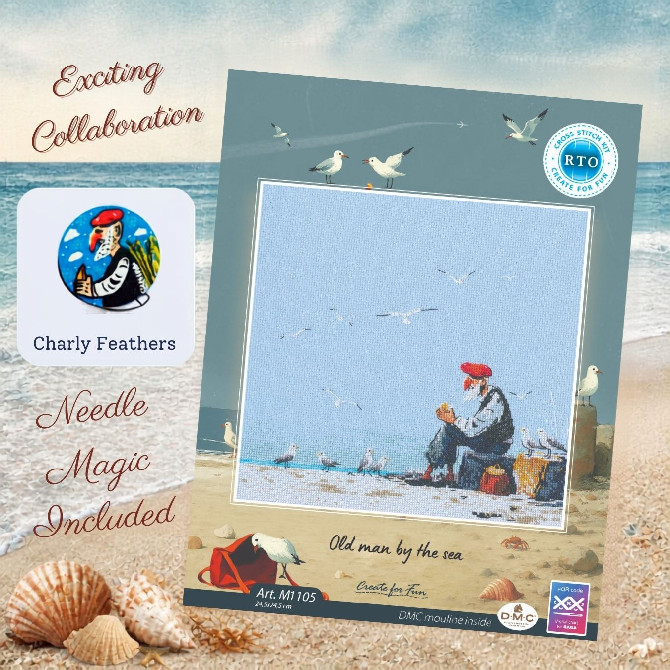 RTO counted cross stitch kit Old man by the sea and Needleminder