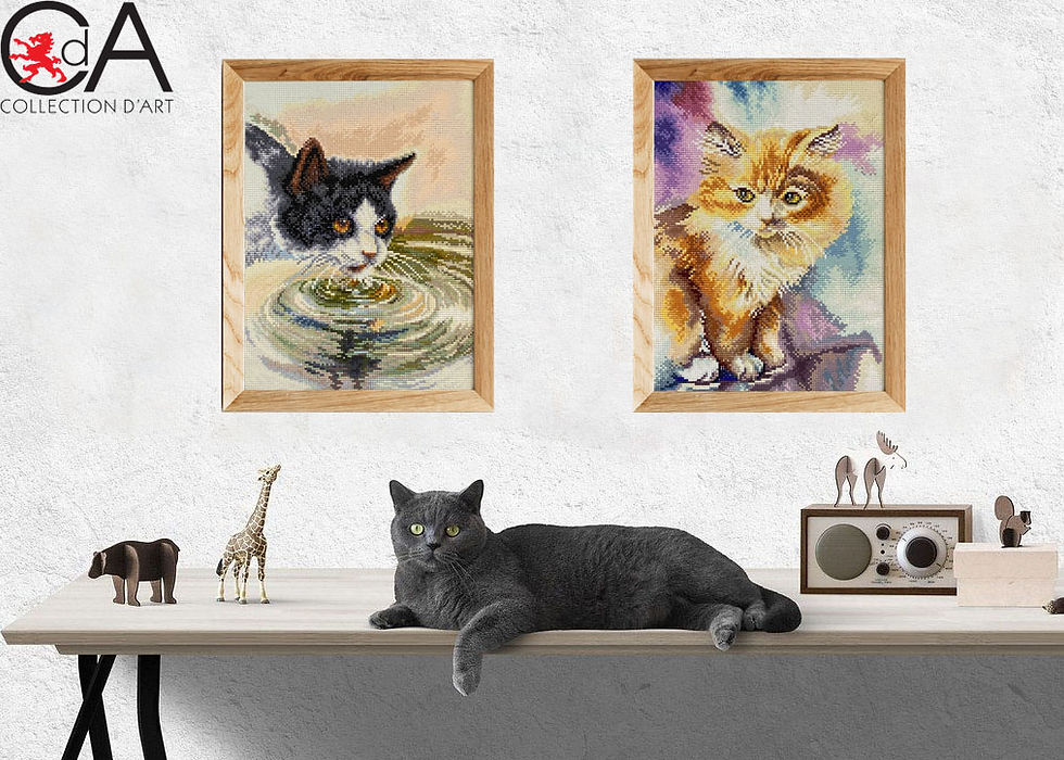 Diamond Embroidery Painting kit full coverage, square sparkles Rainbow Kitty DE7099, Collection D'Art