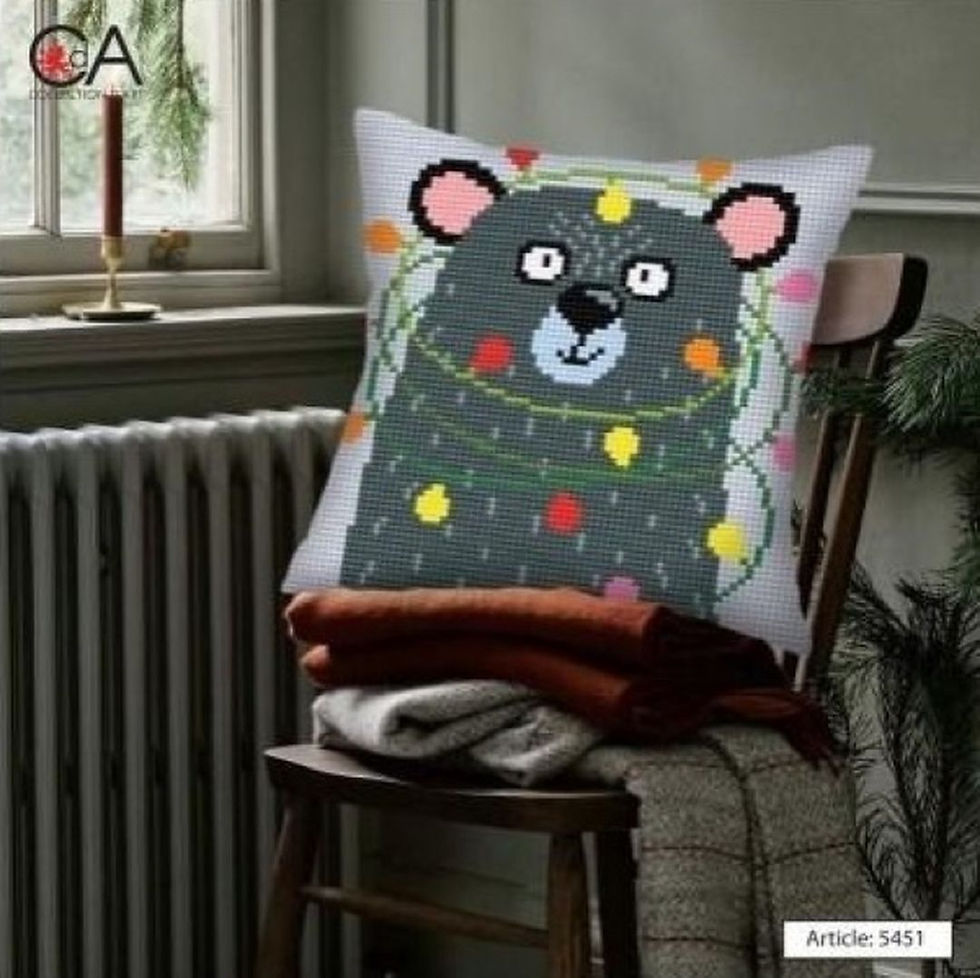 Cushion cross stitch printed kit needlepoint  Bear party 5451