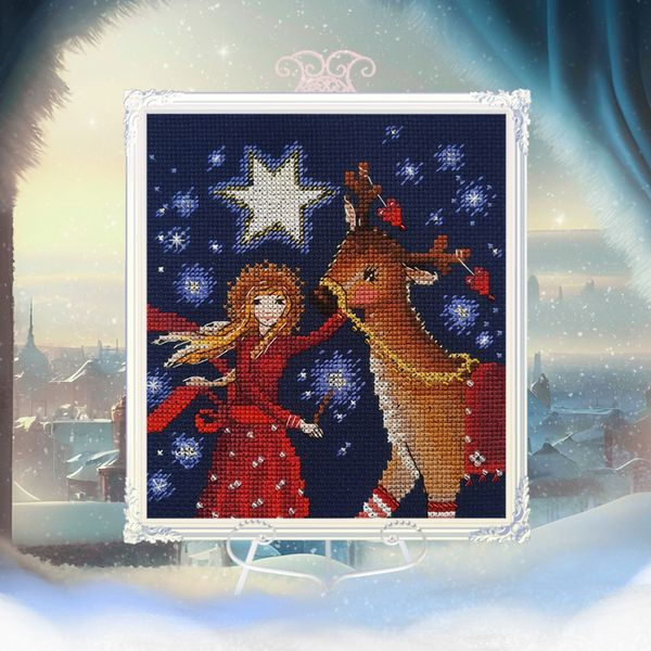 Thumbnail: RTO counted cross stitch kit Christmas guiding star_C374, DMC, Zweigart
