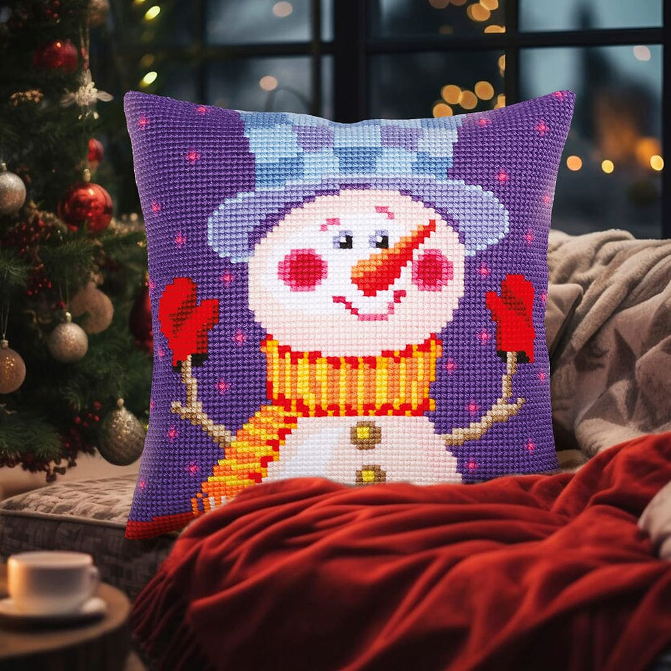 Cushion cross stitch printed kit needlepoint  Christmas snowman 5389