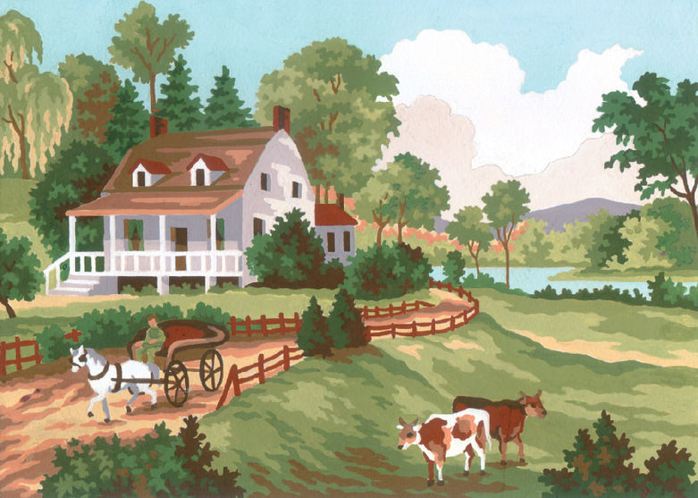 Thumbnail: Tapestry gobelin kit needlepoint , 30x40 cm (12"x16")  Summer countryside 6188K, Collection D'Art