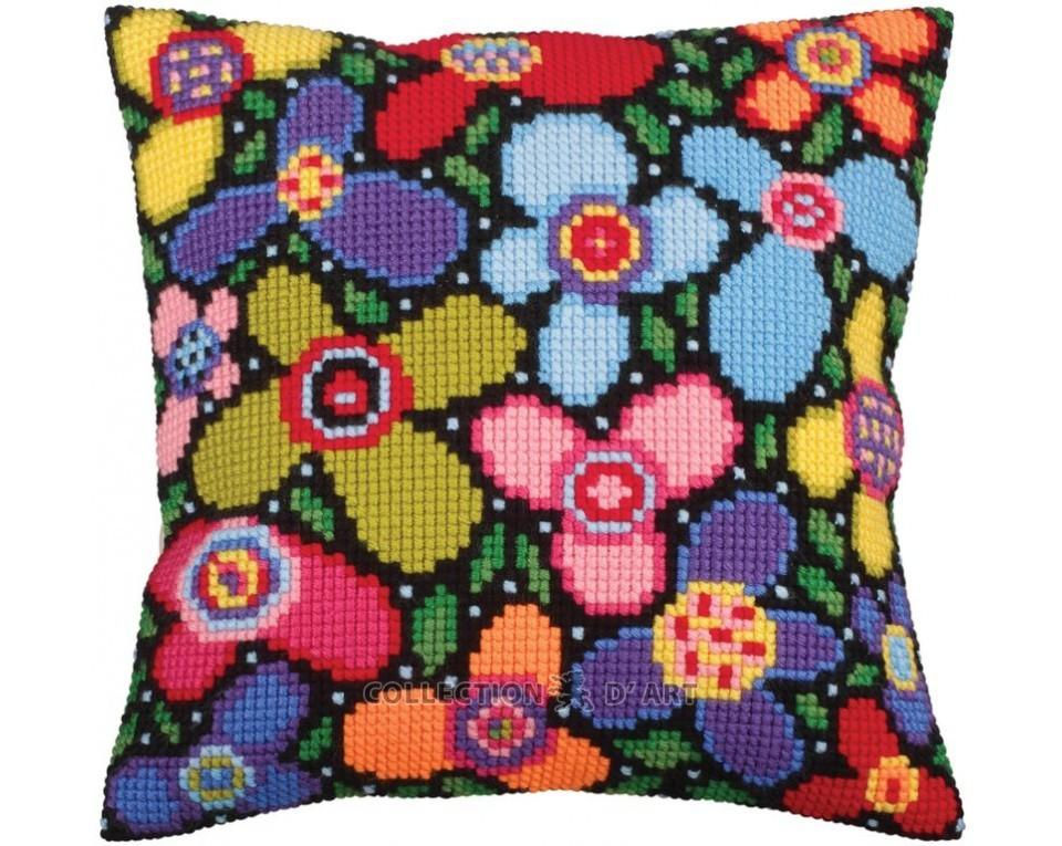 Cushion cross stitch printed kit needlepoint Flowers ornament 5259