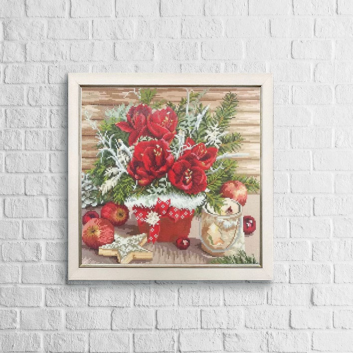 Diamond Embroidery Painting kit full coverage, square sparkles  Winter bouquet DE7174, Collection D'Art