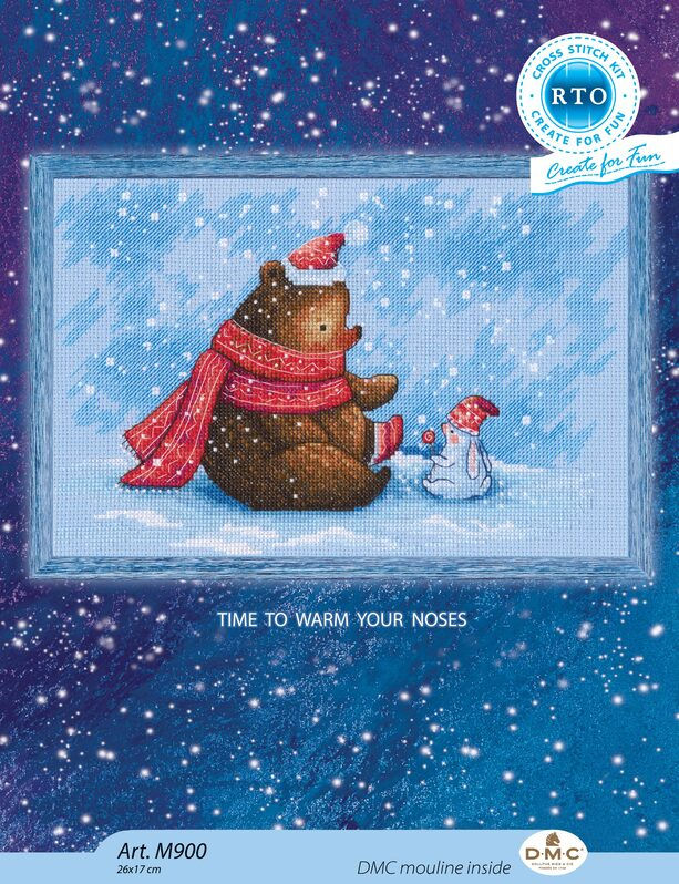 RTO counted cross-stitch kit Winter bear and rabbit M900, DMC, Zweigart