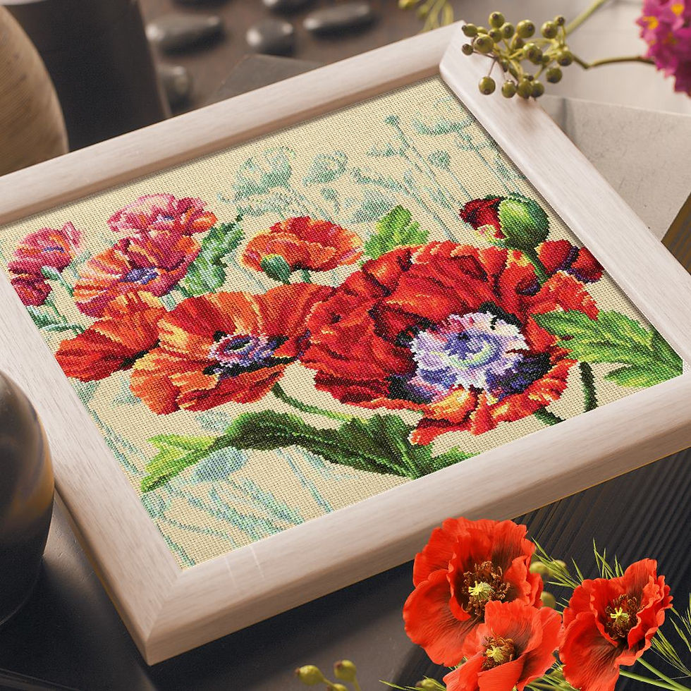 Thumbnail: RTO counted cross stitch kit  Poppies field M452