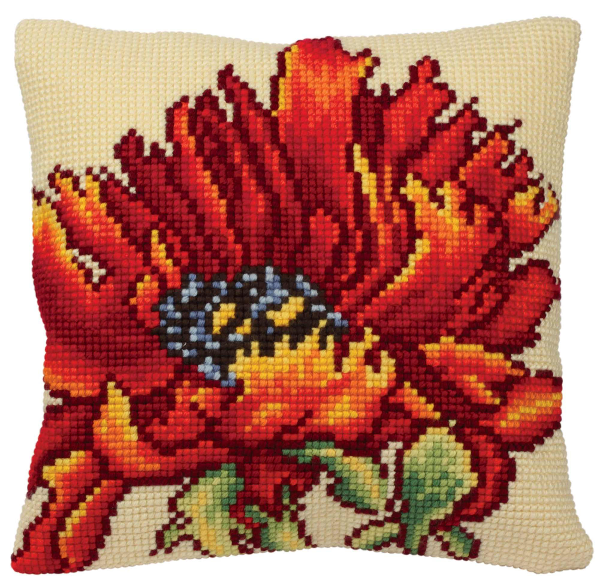 Cushion cross stitch printed kit needlepoint Poppy 5166