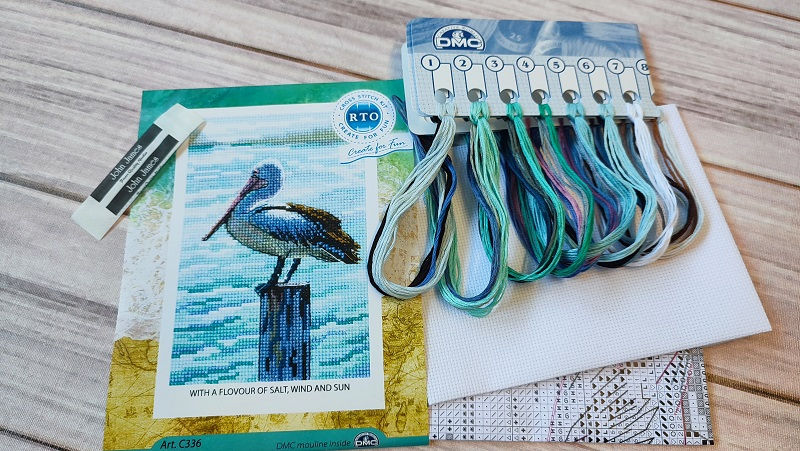 Thumbnail: RTO Counted cross stitch kit Flowers on bike C343, DMC, Zweigart