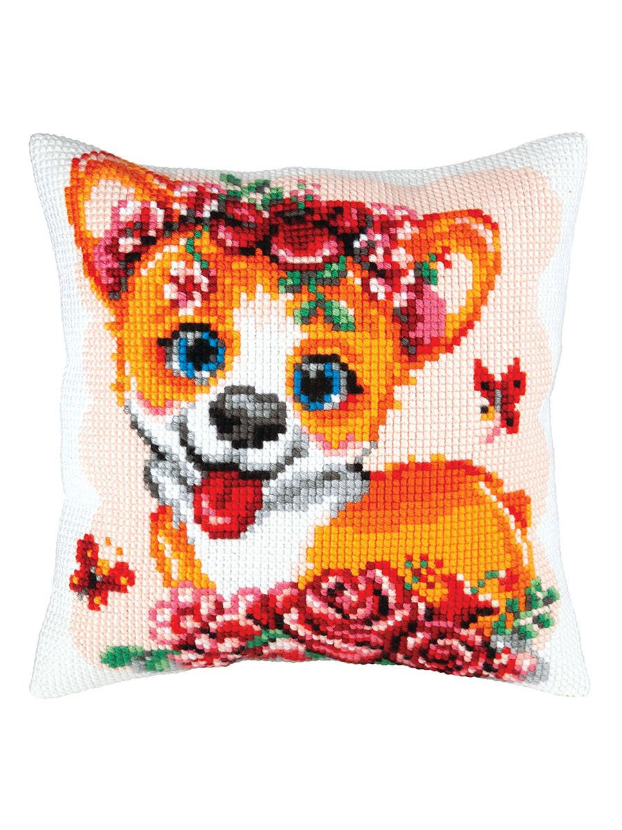 Cushion cross stitch printed kit needlepoint Doggy 5423