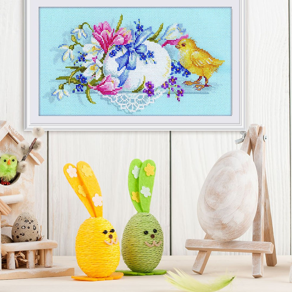 Thumbnail: RTO counted cross stitch kit Easter egg M219, DMC, Zweigart