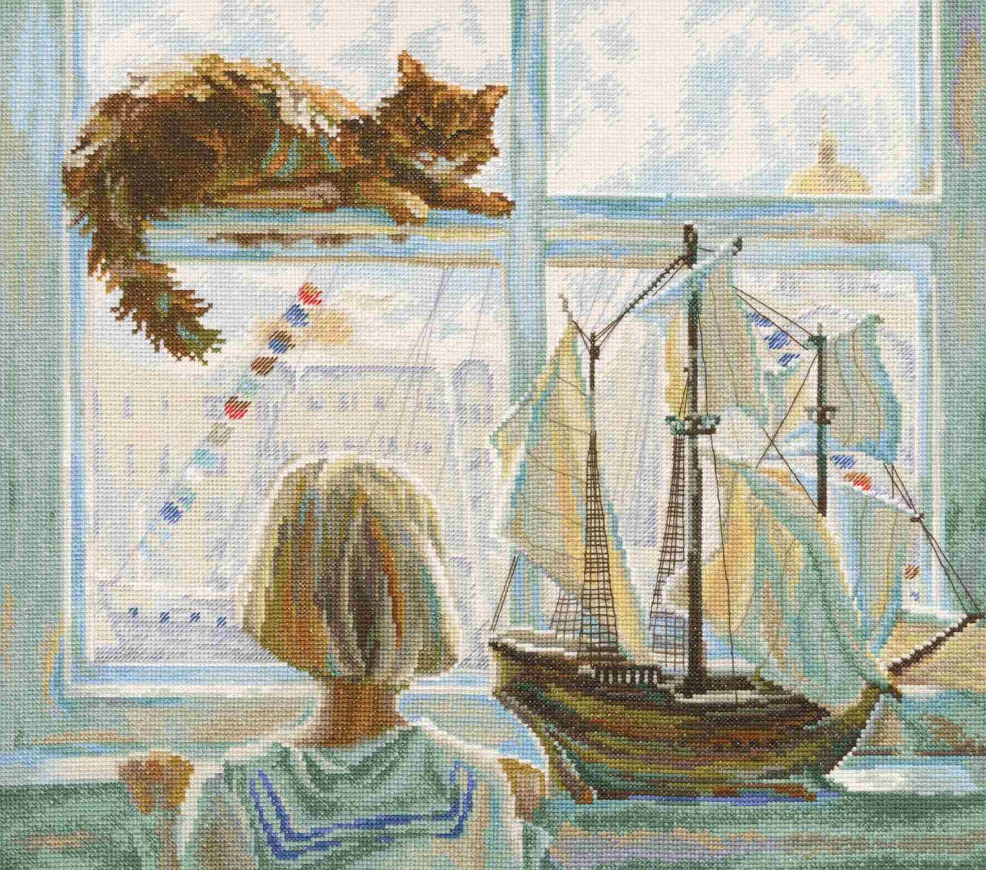 RTO counted cross stitch kit Cat on window M555  Dreams of sea
