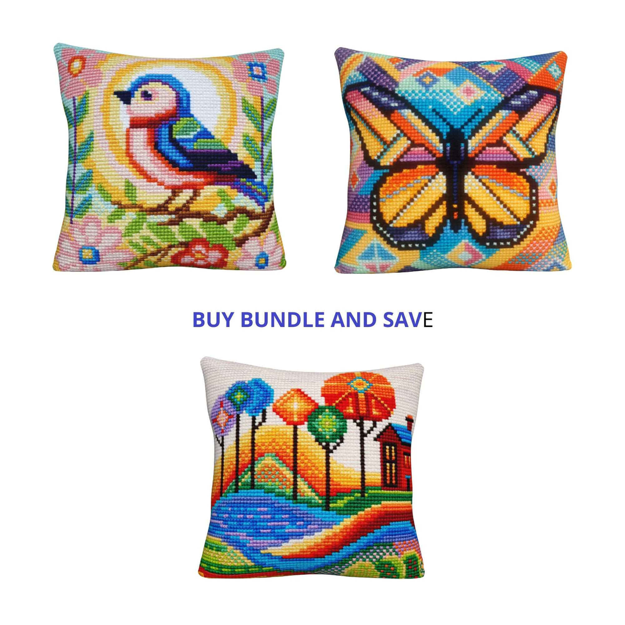 Cushion cross stitch printed kit needlepoint Spring Bundle