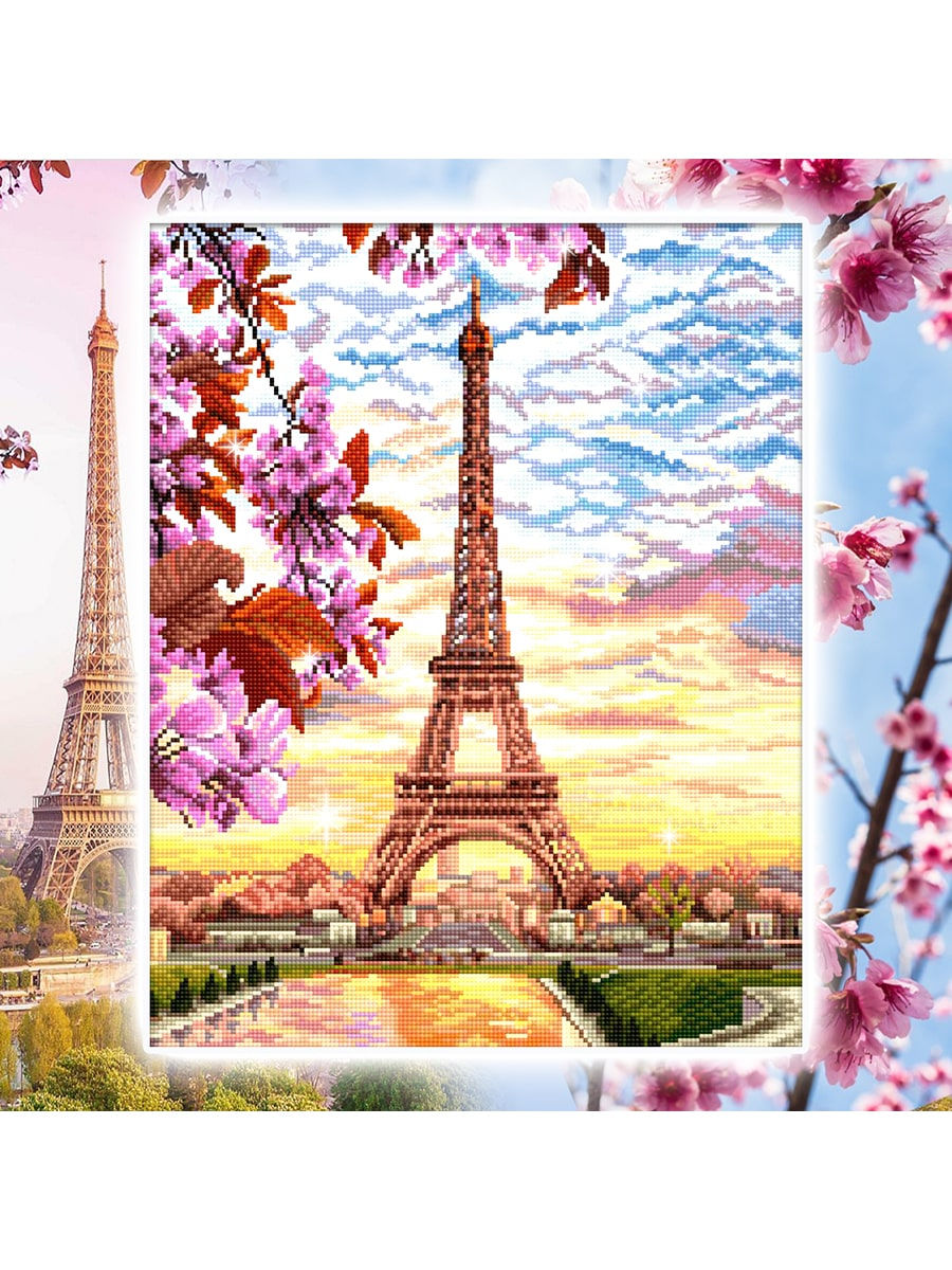 Thumbnail: Diamond Embroidery Painting kit full coverage, square sparkles  Paris DE7138, Collection D'Art