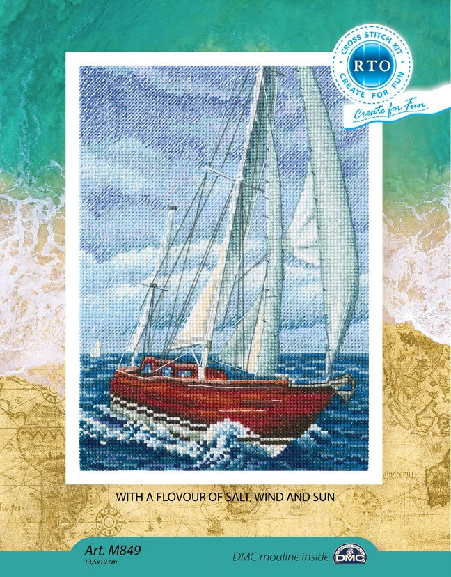 RTO counted cross stitch kit Sailboat M849, DMC, Zweigart