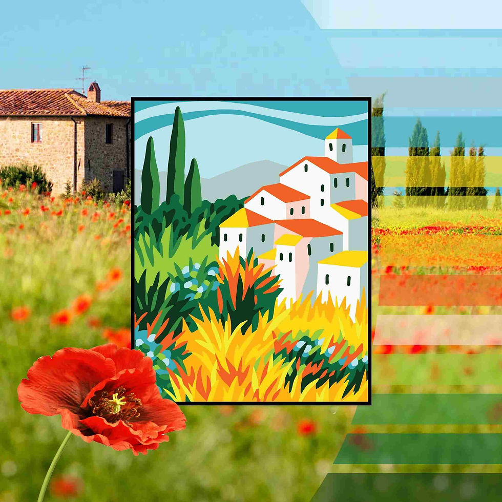 Tapestry printed kit needlepoint, 20x25 cm (8"x10")  Toscana landscape 3383K
