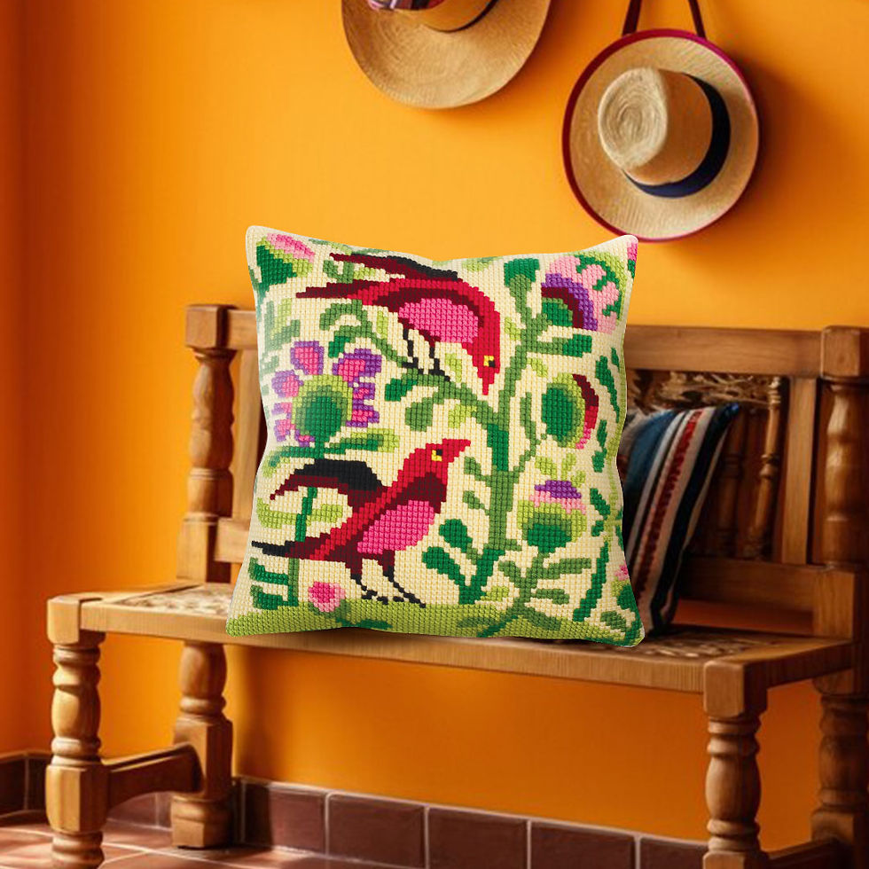 Cushion cross stitch printed kit needlepoint_40x40 cm (16"x16") Birds of Paradise 5295