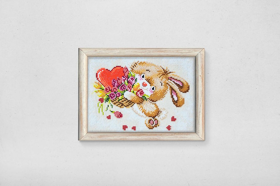 Diamond Embroidery Painting kit full coverage, square sparkles  Bunny heart DE7049