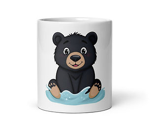 Black Bear Laying in a puddle Design on a 20oz mug