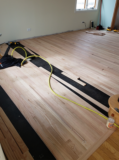 New Red Oak hardwood floor installation