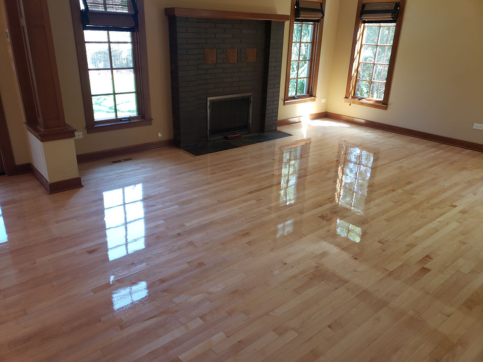Hinsdale, IL Maple hardwood floor finished with Oil base finish_