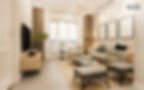 Modern living room with sofa, TV, and plants