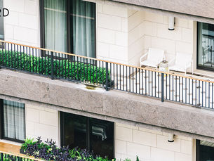 Narrow balcony of a terrace house