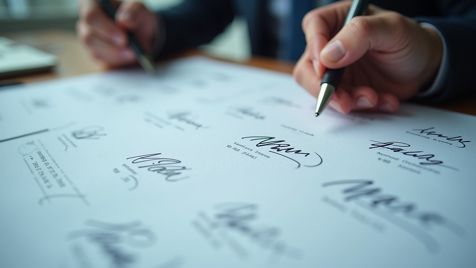 Close-up view of digital signatures on documents