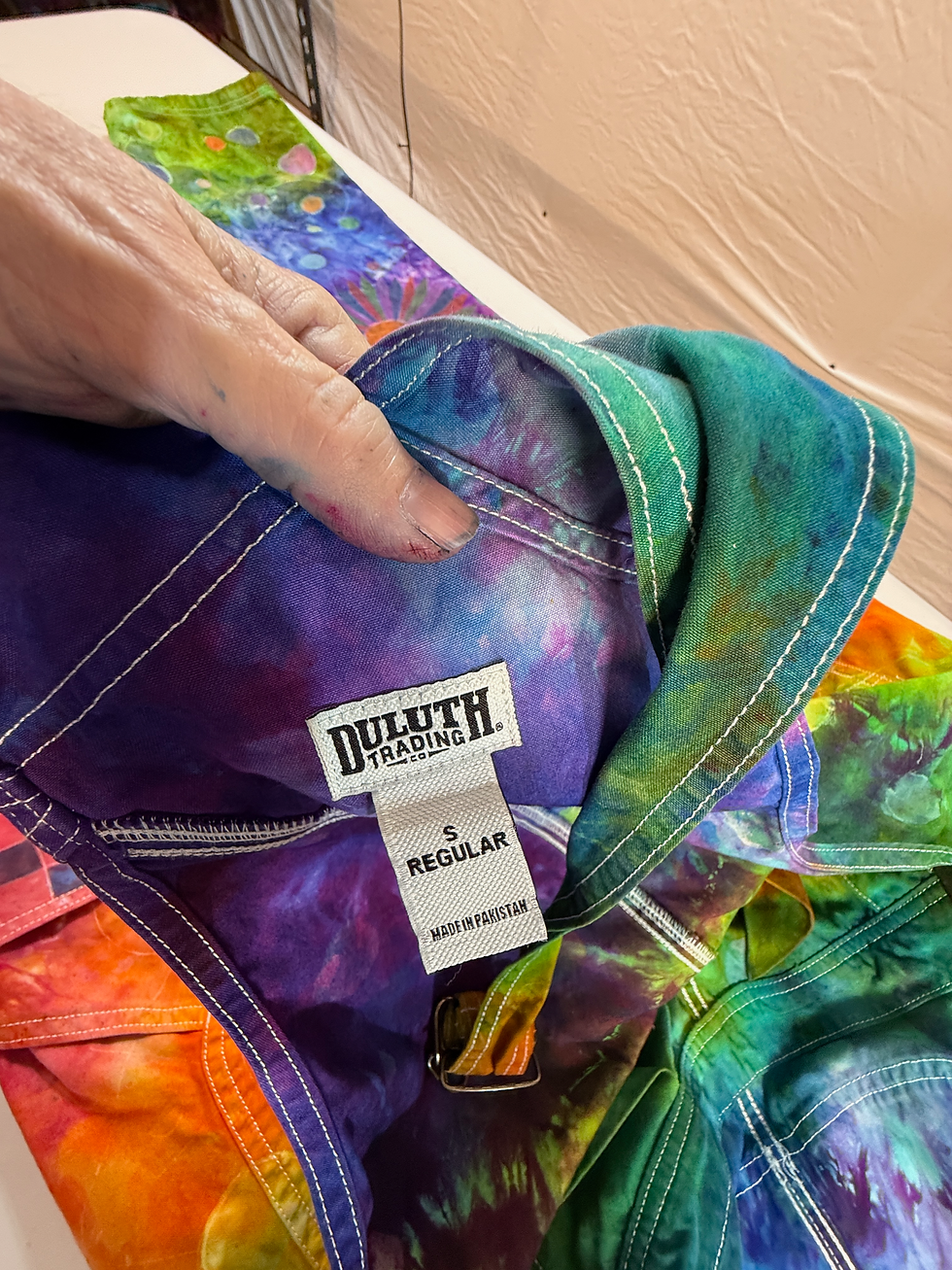 Thumbnail: Cosmic Rainbow Tie Dye Overalls Women's Small | Galaxy Bubble Hand Painted Jumpe