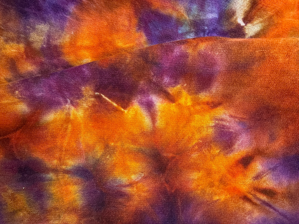 Thumbnail: XL Psychedelic Orange Purple Ice Dye Sweatshirt | Unique V-Pattern Geode Crewnec